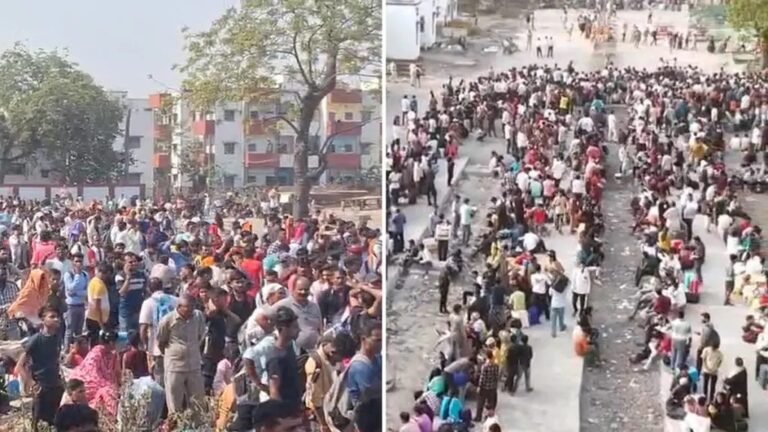 સુરતના ઉધના રેલ્વે સ્ટેશન પર પરપ્રાંતીયોની બેકાબૂ ભીડ, પોલીસનો લાઠીચાર્જ