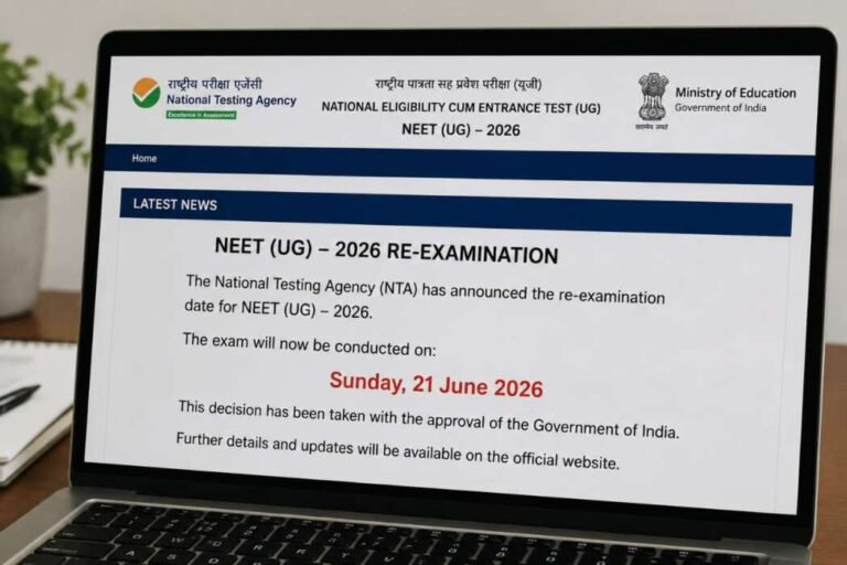 NEET-UG 2026 રી-એક્ઝામની તારીખ જાહેર, હવે 21 જૂને યોજાશે પરીક્ષા