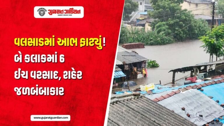 વલસાડમાં વરસાદનો પ્રલય, માત્ર બે કલાકમાં 6 ઈંચ વરસાદથી પૂર જેવી સ્થિતિ
