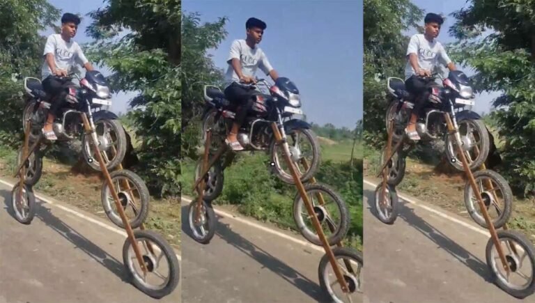 VIDEO: બે ટાયરવાળી બાઇક નહીં આ તો છ ટાયરવાળું  અચરજ!