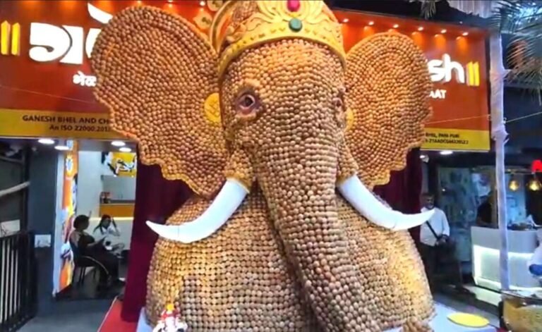 VIDEO: પાણીપુરી પ્રેમીઓ માટે પણ સરપ્રાઇઝ! પૂરીથી બનાવાયી આટલા ફૂટના ગણપતિ બાપ્પાની મૂર્તિ