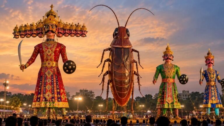 આ શહેરની રામલીલામાં રાવણ સાથે 30 ફૂટ ઊંચા કોકરોચના પૂતળાનું પણ થશે દહન